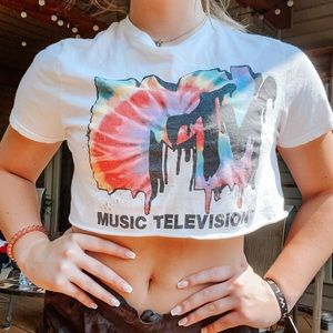 MTV rainbow tyedye crop